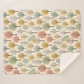 ミニマル秋ツリーパターンパステルオータムフォレスト シェルパブランケット (正面(横))