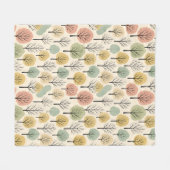 ミニマル秋ツリーパターンパステルオータムフォレスト フリースブランケット (正面(横))