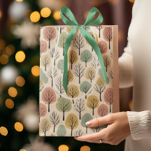 ミニマル秋ツリーパターンパステルオータムフォレスト