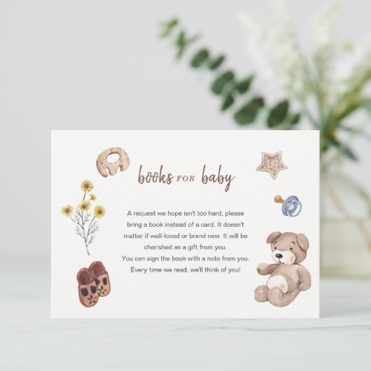 ミニマル秋ベビーシャワーブックスリクエストカード 招待状 (スタンド正面)