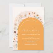 ミニマル秋ボホワイルドフラワーアーチベイビーシャワー 招待状