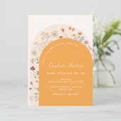 ミニマル秋ボホワイルドフラワーアーチベイビーシャワー 招待状