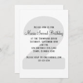 ミニマル第2誕生日男女兼用テンプレート 招待状 (正面/裏面)