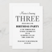 ミニマル第3誕生日 男女兼用 招待状 (正面/裏面)