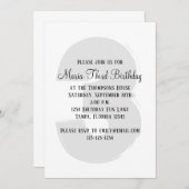 ミニマル第3誕生日 男女兼用 招待状 (正面/裏面)