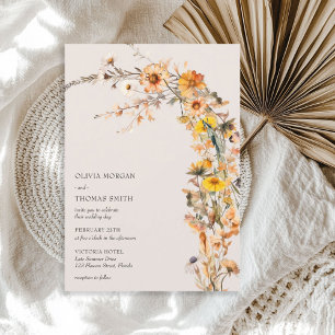 ミニマル紅葉牧草地ワイルドフラワー 招待状