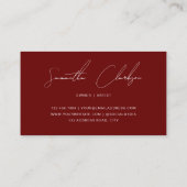ミニマル級暗赤色の手書きスクリプト 名刺 (裏面)