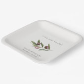 ミニマル素朴オリーブの枝結婚の感謝してい葉 ペーパープレート (傾斜あり)