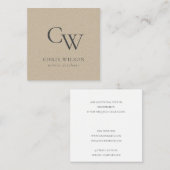 ミニマル素朴シンプルクラフトモノグラムイニシャル スクエア名刺 (正面/裏面)