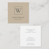 ミニマル素朴シンプルクラフトモノグラムイニシャル スクエア名刺 (正面/裏面)