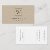 ミニマル素朴シンプルクラフトモノグラムイニシャル 名刺 (正面/裏面)
