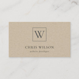 ミニマル素朴シンプルクラフトモノグラムイニシャル 名刺