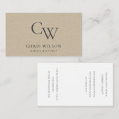 ミニマル素朴シンプルクラフトモノグラムイニシャル 名刺 (正面/裏面)