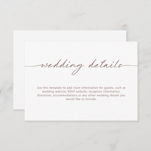 ミニマル素朴スの結婚詳細エンクロージャカード エンクロージャーカード (正面/裏面)