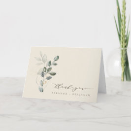 ミニマル素朴スクリプト金ゴールドグ結婚リーズ サンキューカード