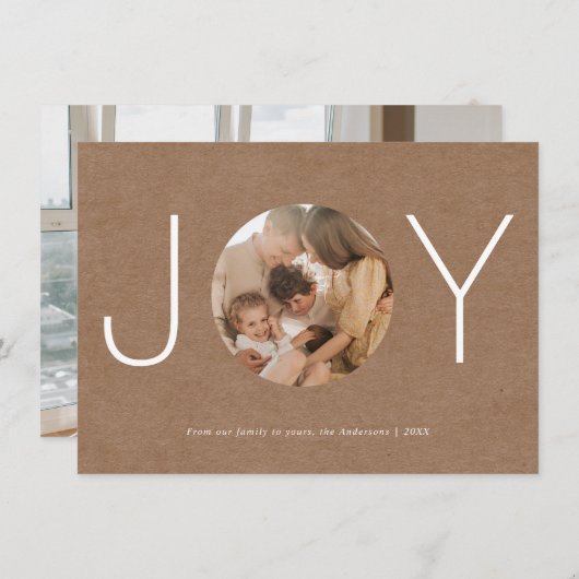 ミニマル素朴スジョイハッピーホリデーズフォトカード サンキューカード (正面/裏面)