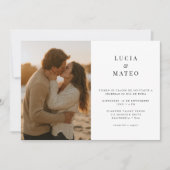 ミニマル素朴ビーチサンセット写真スペインの結婚s 招待状 (正面)