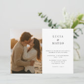 ミニマル素朴ビーチサンセット写真スペインの結婚s 招待状 (スタンド正面)