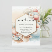 ミニマル素朴ビーチ結婚式 セーブザデート (スタンド正面)