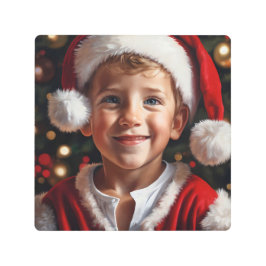 ミニマル素朴フェスティバルハッピーボーイサンタクロース メタルプリント