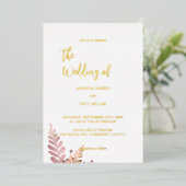 ミニマル素朴フローラ箔結婚式招待状 箔招待状 (立ち正面)