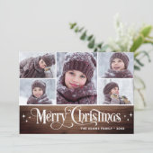 ミニマル素朴リスクリスマス5枚の写真あいさつ シーズンカード (スタンド正面)