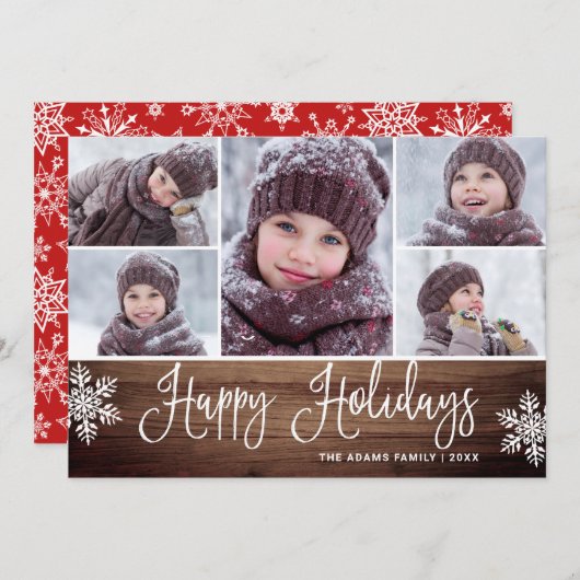 ミニマル素朴リスクリスマス5枚の写真あいさつ シーズンカード (正面/裏面)