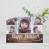 ミニマル素朴リスクリスマス5枚の写真あいさつ シーズンカード (スタンド正面)