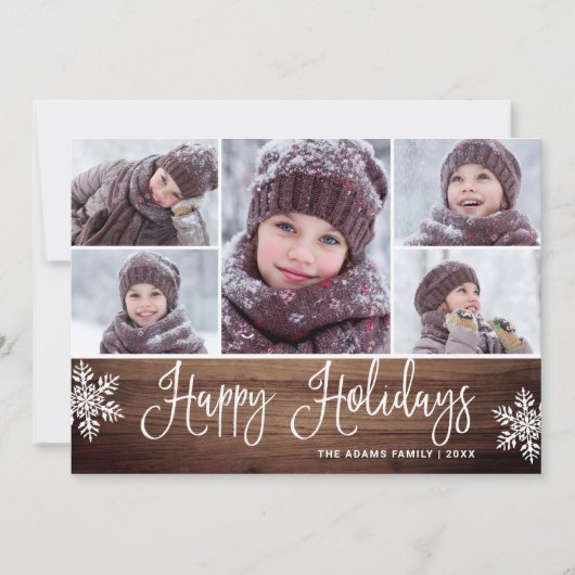 ミニマル素朴リスクリスマス5枚の写真あいさつ シーズンカード (正面)