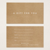 ミニマル素朴リストのギフト証書 (正面&裏面)