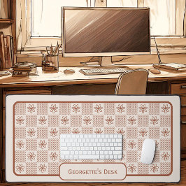 ミニマル素朴リストの花 – セメントでチェック デスクマット