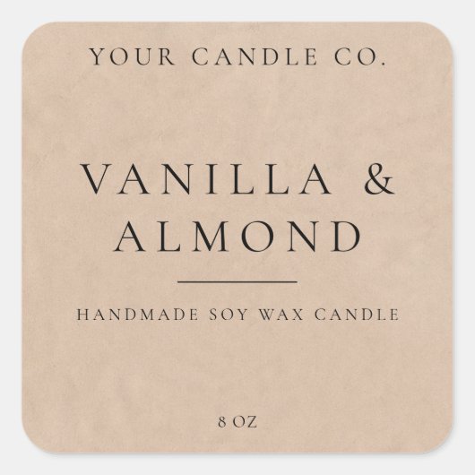 ミニマル素朴リストクラフトキャンドルラベル スクエアシール (正面)