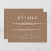 ミニマル素朴リストクラフト詳細エンクロージャカード 招待状 (正面/裏面)