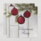 ミニマル素朴リストクリスマスホリデーパーティー 招待状 (正面/裏面)