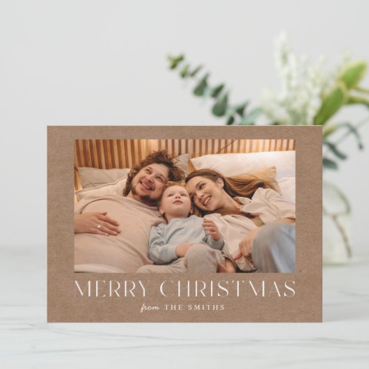 ミニマル素朴リストクリスマスホリデーフォトカード サンキューカード (スタンド正面)