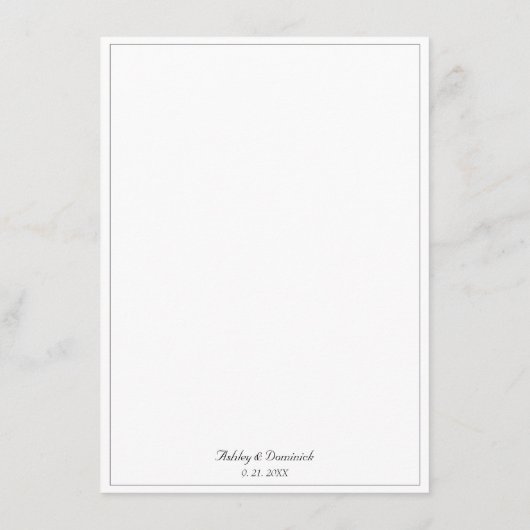 ミニマル素朴リストゴシック優雅な結婚披露宴 メニュー (裏面)