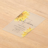 ミニマル素朴リストサンフラワーベビーシャワー アクリル招待状 (レイダウン)