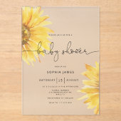 ミニマル素朴リストサンフラワーベビーシャワー アクリル招待状 (正面)