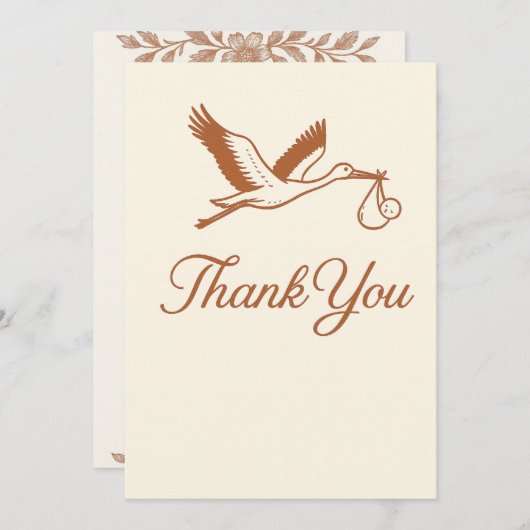 ミニマル素朴リストストークベイビーシャワー 招待状 (正面/裏面)