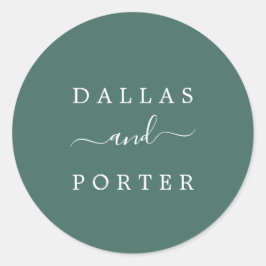 ミニマル素朴リストハンター結婚グリーン封筒 ラウンドシール