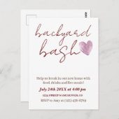 ミニマル素朴リストバックヤードバッシュ引っ越し祝いパーティーパーティー ポストカード (正面/裏面)