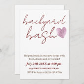 ミニマル素朴リストバックヤードバッシュ引っ越し祝いパーティーパーティー 招待状 (正面/裏面)