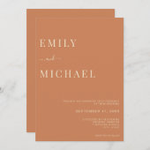 ミニマル素朴リストバーンオレンジ結婚式招待状 招待状 (正面/裏面)