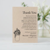ミニマル素朴リストブラウンクラフト婚約ギフト サンキューカード (スタンド正面)