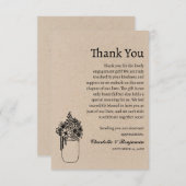 ミニマル素朴リストブラウンクラフト婚約ギフト サンキューカード (正面/裏面)
