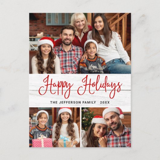 ミニマル素朴リスト3 PHOTOクリスマスホリデー ポストカード (正面)