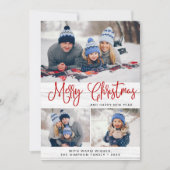 ミニマル素朴リスト4 PHOTOメリークリスマスグリーティング シーズンカード (正面)