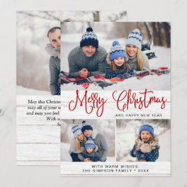 ミニマル素朴リスト4 PHOTOメリークリスマスグリーティング シーズンカード