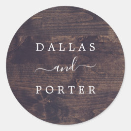 ミニマル素朴リスト |木材の結婚封筒 ラウンドシール