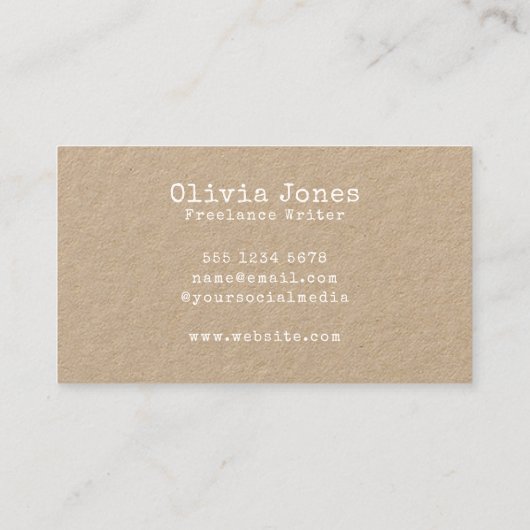 ミニマル素朴ヴィンテージタイプライターKraft 名刺 (裏面)